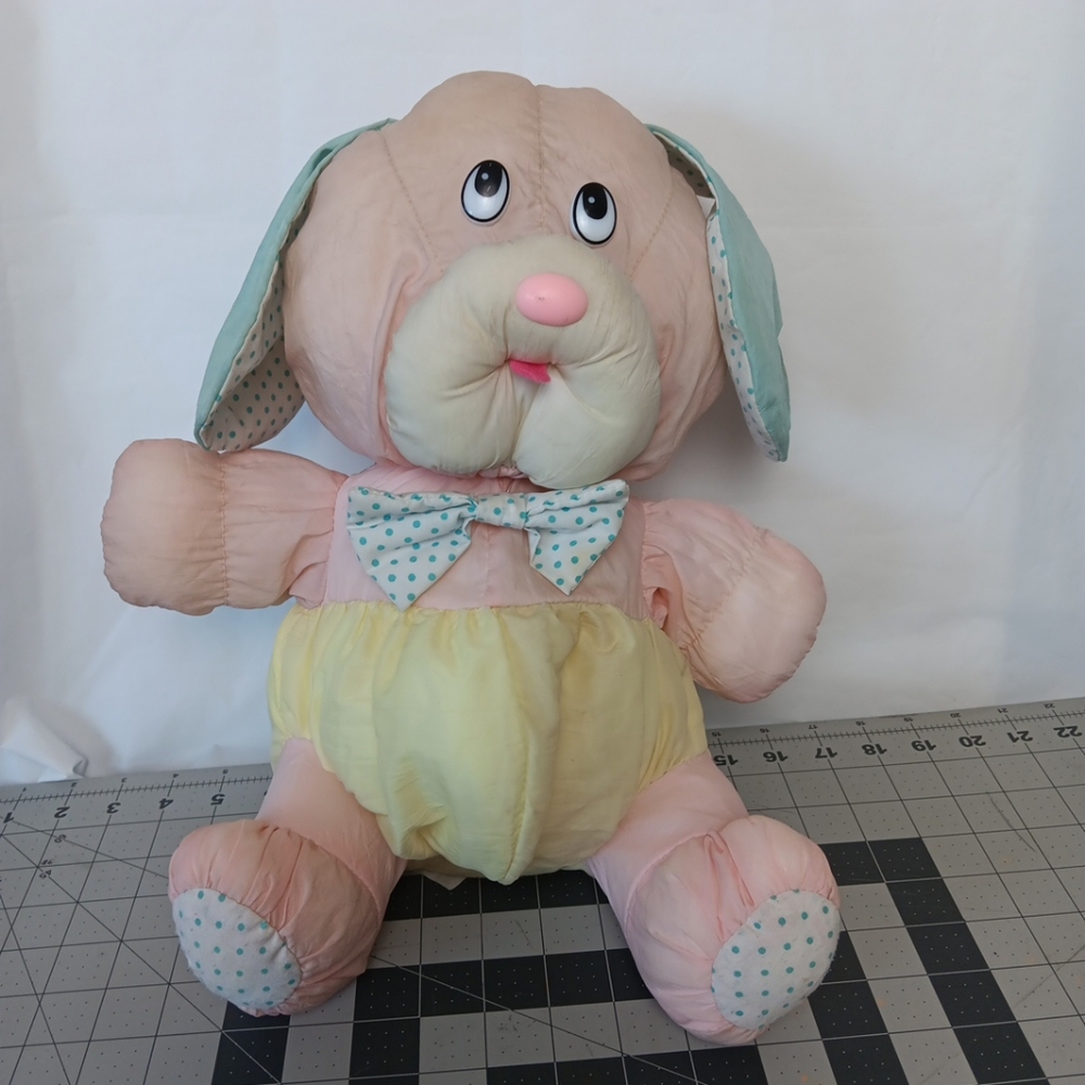 MYT Internationals Nylon Plush Dog Pastel Pink Yellow Blue Polka Dot Flawed READ
